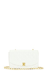 FWRD Renew Chanel Diana Caviar Chain Flap Shoulder Bag in White, view 1, click to view large image.