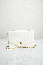 FWRD Renew Chanel Diana Caviar Chain Flap Shoulder Bag in White, view 2, click to view large image.
