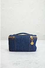 FWRD Renew Chanel Denim Vanity Bag in Dark Blue, view 3, click to view large image.