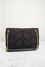 FWRD Renew Saint Laurent Small Puffer Nylon Chain Bag in Nero, view 3, click to view large image.