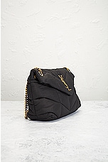 FWRD Renew Saint Laurent Small Puffer Nylon Chain Bag in Nero, view 4, click to view large image.