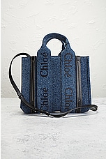 FWRD Renew Chloe Small Woody Tote Bag in Denim, view 2, click to view large image.