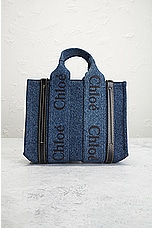 FWRD Renew Chloe Small Woody Tote Bag in Denim, view 3, click to view large image.
