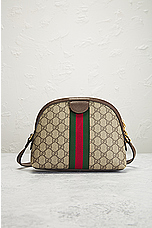 FWRD Renew Gucci Ophidia GG Shoulder Bag in Beige, view 3, click to view large image.