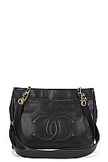 FWRD Renew Chanel Chain Tote Bag in Black, view 1, click to view large image.