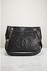 FWRD Renew Chanel Chain Tote Bag in Black, view 2, click to view large image.