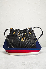FWRD Renew Gucci GG Marmont Bucket Bag in Black, view 2, click to view large image.