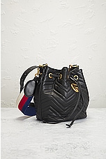 FWRD Renew Gucci GG Marmont Bucket Bag in Black, view 4, click to view large image.