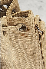 FWRD Renew Chanel Logo Drawstring Bucket Bag in Beige, view 7, click to view large image.