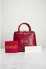 FWRD Renew Gucci Horsebit Leather Handbag in Burgundy, view 10, click to view large image.