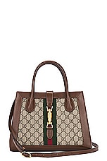 FWRD Renew Gucci Jackie Ophidia 2 Way Handbag in Brown, view 1, click to view large image.