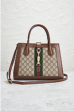 FWRD Renew Gucci Jackie Ophidia 2 Way Handbag in Brown, view 2, click to view large image.