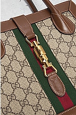 FWRD Renew Gucci Jackie Ophidia 2 Way Handbag in Brown, view 5, click to view large image.