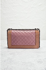 FWRD Renew Chanel Boy Chain Shoulder Bag in Pink, view 3, click to view large image.