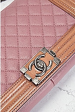 FWRD Renew Chanel Boy Chain Shoulder Bag in Pink, view 5, click to view large image.