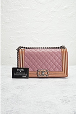 FWRD Renew Chanel Boy Chain Shoulder Bag in Pink, view 9, click to view large image.