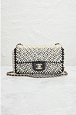 FWRD Renew Chanel Pearl Flap Chain Shoulder Bag in Black & White, view 2, click to view large image.