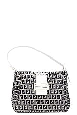 FWRD Renew Fendi Zucchino Mama Baguette Shoulder Bag in Grey, view 1, click to view large image.