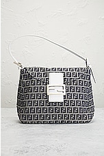 FWRD Renew Fendi Zucchino Mama Baguette Shoulder Bag in Grey, view 2, click to view large image.