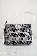 FWRD Renew Fendi Zucchino Mama Baguette Shoulder Bag in Grey, view 3, click to view large image.