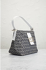 FWRD Renew Fendi Zucchino Mama Baguette Shoulder Bag in Grey, view 4, click to view large image.