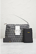 FWRD Renew Fendi Zucchino Mama Baguette Shoulder Bag in Grey, view 8, click to view large image.