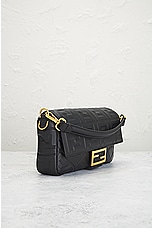FWRD Renew Fendi Zucca Mama Baguette Shoulder Bag in Black, view 4, click to view large image.