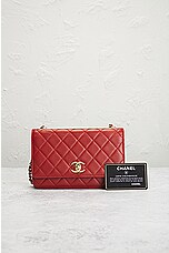 FWRD Renew Chanel Quilted Lambskin Single Flap Shoulder Bag in Red, view 10, click to view large image.