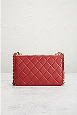 FWRD Renew Chanel Quilted Lambskin Single Flap Shoulder Bag in Red, view 3, click to view large image.