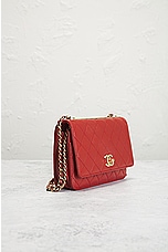 FWRD Renew Chanel Quilted Lambskin Single Flap Shoulder Bag in Red, view 4, click to view large image.