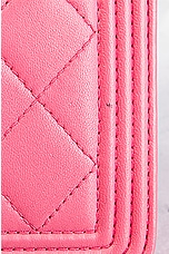 FWRD Renew Chanel Quilted Lambskin Boy Shoulder Bag in Pink, view 8, click to view large image.