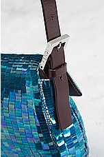 FWRD Renew Fendi Sequin Baguette Shoulder Bag in Blue, view 7, click to view large image.