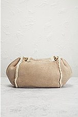 FWRD Renew Chanel CC Turnlock Suede Shearling Flap Shoulder Bag in Beige, view 3, click to view large image.