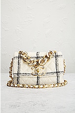 FWRD Renew Chanel Tweed Chain Flap Shoulder Bag in Cream, view 2, click to view large image.