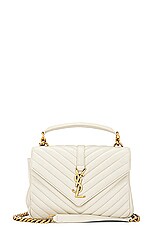 FWRD Renew Saint Laurent Medium College Chain Bag in Blanc Vintage, view 1, click to view large image.