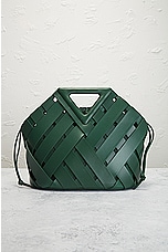 FWRD Renew Bottega Veneta The Triangle Basket Landscape Bag in Raintree & Gold, view 2, click to view large image.