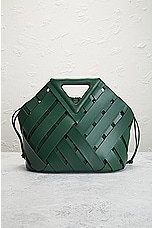 FWRD Renew Bottega Veneta The Triangle Basket Landscape Bag in Raintree & Gold, view 3, click to view large image.
