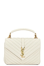 FWRD Renew Saint Laurent Medium College Chain Bag in Blanc Vintage, view 1, click to view large image.