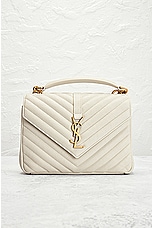 FWRD Renew Saint Laurent Medium College Chain Bag in Blanc Vintage, view 2, click to view large image.