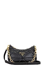 FWRD Renew Prada Quilted Chain Shoulder Bag in Black, view 1, click to view large image.