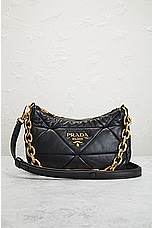 FWRD Renew Prada Quilted Chain Shoulder Bag in Black, view 2, click to view large image.