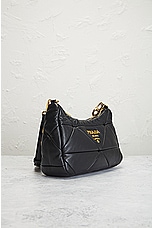 FWRD Renew Prada Quilted Chain Shoulder Bag in Black, view 4, click to view large image.