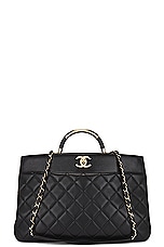 FWRD Renew Chanel Quilted 2 Way Handbag in Black, view 1, click to view large image.