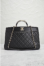 FWRD Renew Chanel Quilted 2 Way Handbag in Black, view 2, click to view large image.