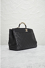 FWRD Renew Chanel Quilted 2 Way Handbag in Black, view 4, click to view large image.