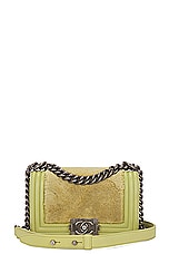 FWRD Renew Chanel Mini Boy Chain Shoulder Bag in Green, view 1, click to view large image.
