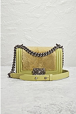 FWRD Renew Chanel Mini Boy Chain Shoulder Bag in Green, view 2, click to view large image.