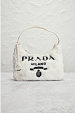 FWRD Renew Prada Sherpa Shoulder Bag in White, view 2, click to view large image.