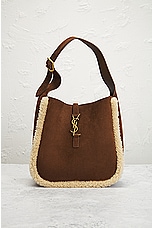 FWRD Renew Saint Laurent Small Le 5 A 7 Hobo Bag in Dark Sigaro & Natural Beige, view 2, click to view large image.