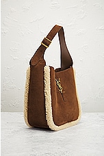 FWRD Renew Saint Laurent Small Le 5 A 7 Hobo Bag in Dark Sigaro & Natural Beige, view 4, click to view large image.